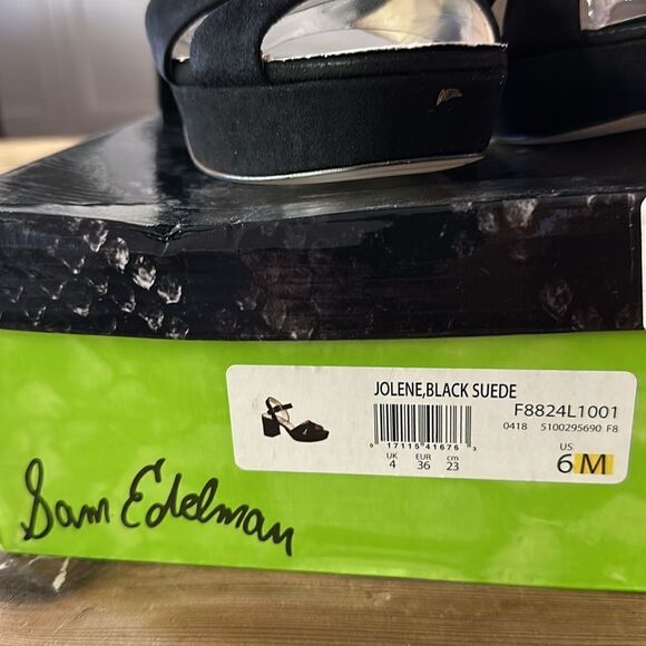 Sam Edelman Women's Jolene Heeled Sandal Black Suede SZ US 6M/ EU 36 NEW in Box - Picture 7 of 12